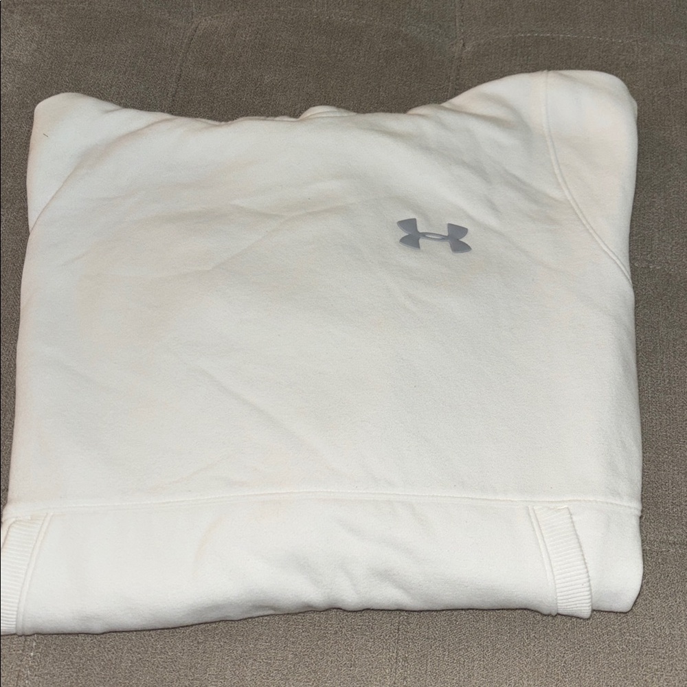Under Armour Men's White Hooded Sweatshirt with Gray Logo